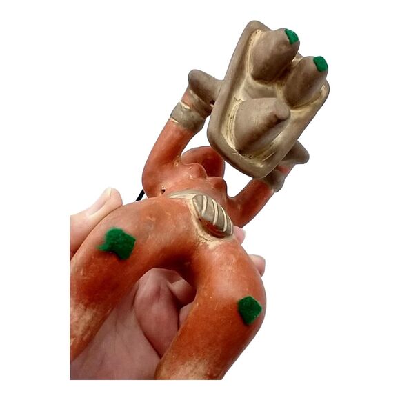 Vintage Mexican Red Clay Mayan Woman Grinding Corn Terra Cotta Folk Art Figurine - Picture 14 of 16